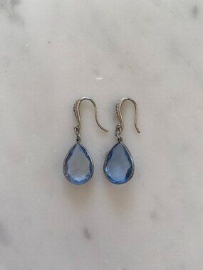 Silver Earrings with Light Blue Stone